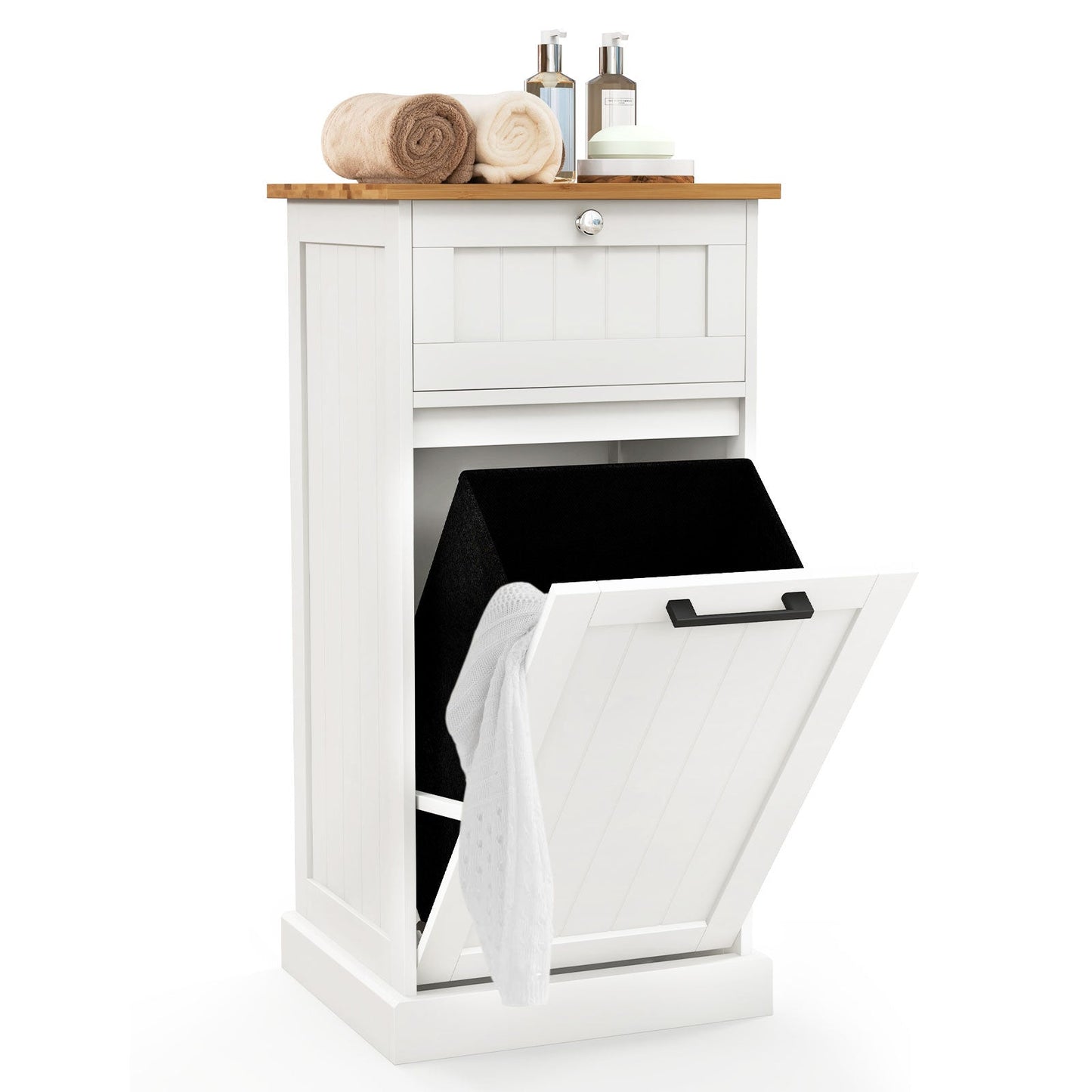Mueble de lavandería independiente basculante con cesto - Blanco