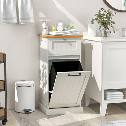 Mueble de lavandería independiente basculante con cesto - Blanco