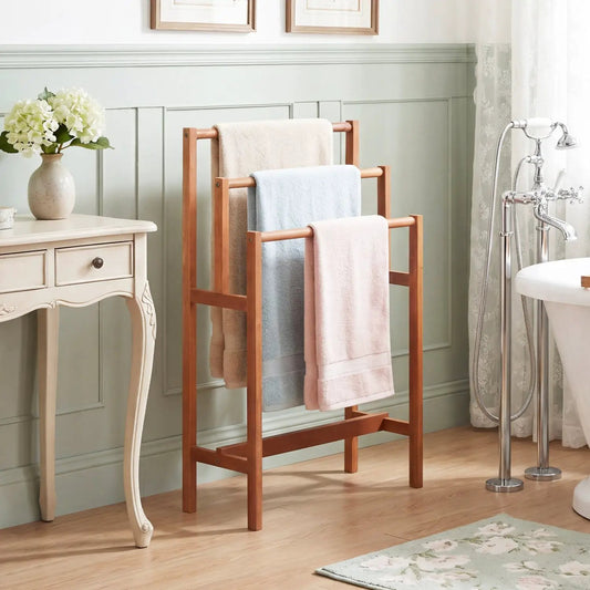 Solid Wood Farmhouse Towel Rack for Small Spaces