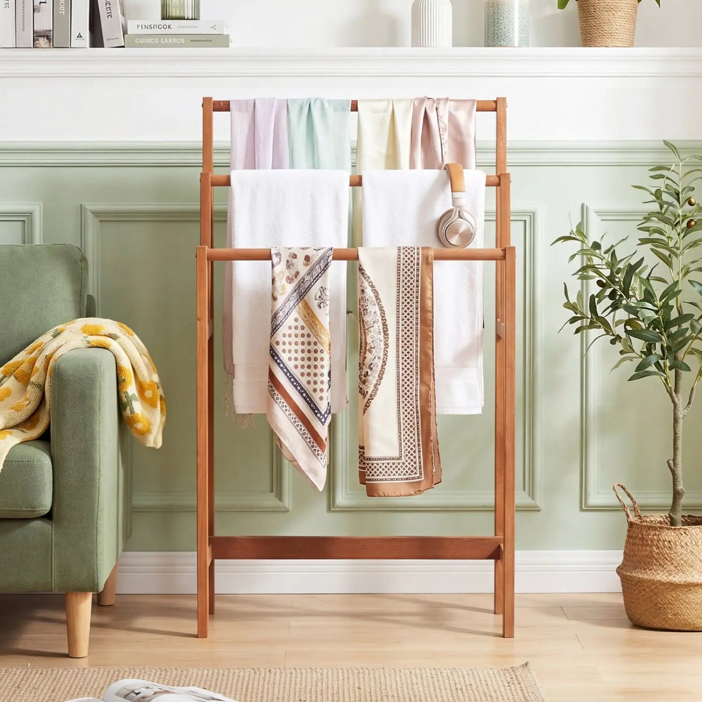 Solid Wood Farmhouse Towel Rack for Small Spaces