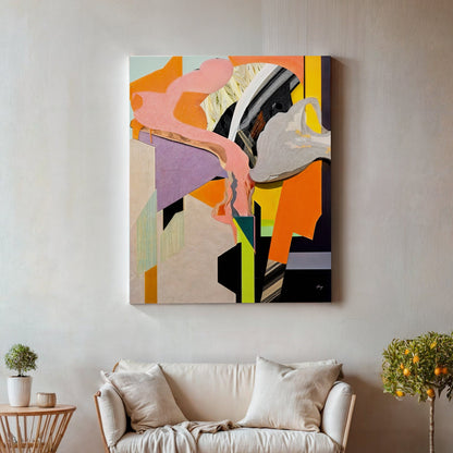Canvas Print Fresh by Tailored Canvases abstract art with pink orange yellow shapes on wall on Tampa Home & Garden Store
