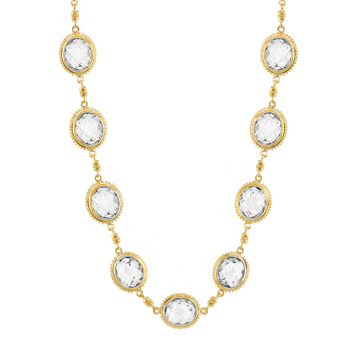 Fresh Fantasy Necklace by Lauren G Adams gold-tone necklace with oval clear crystal charms on Tampa Home & Garden Store