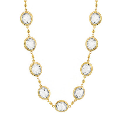 Fresh Fantasy Necklace by Lauren G Adams gold-tone necklace with oval clear crystal charms on Tampa Home & Garden Store