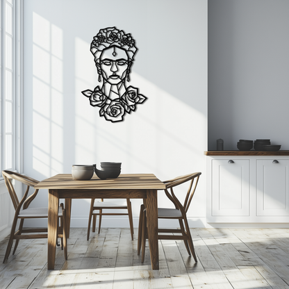 Frida Kahlo Metal Wall Art - Geometric Floral Portrait- KAF174 - Tampa Home & Garden Store