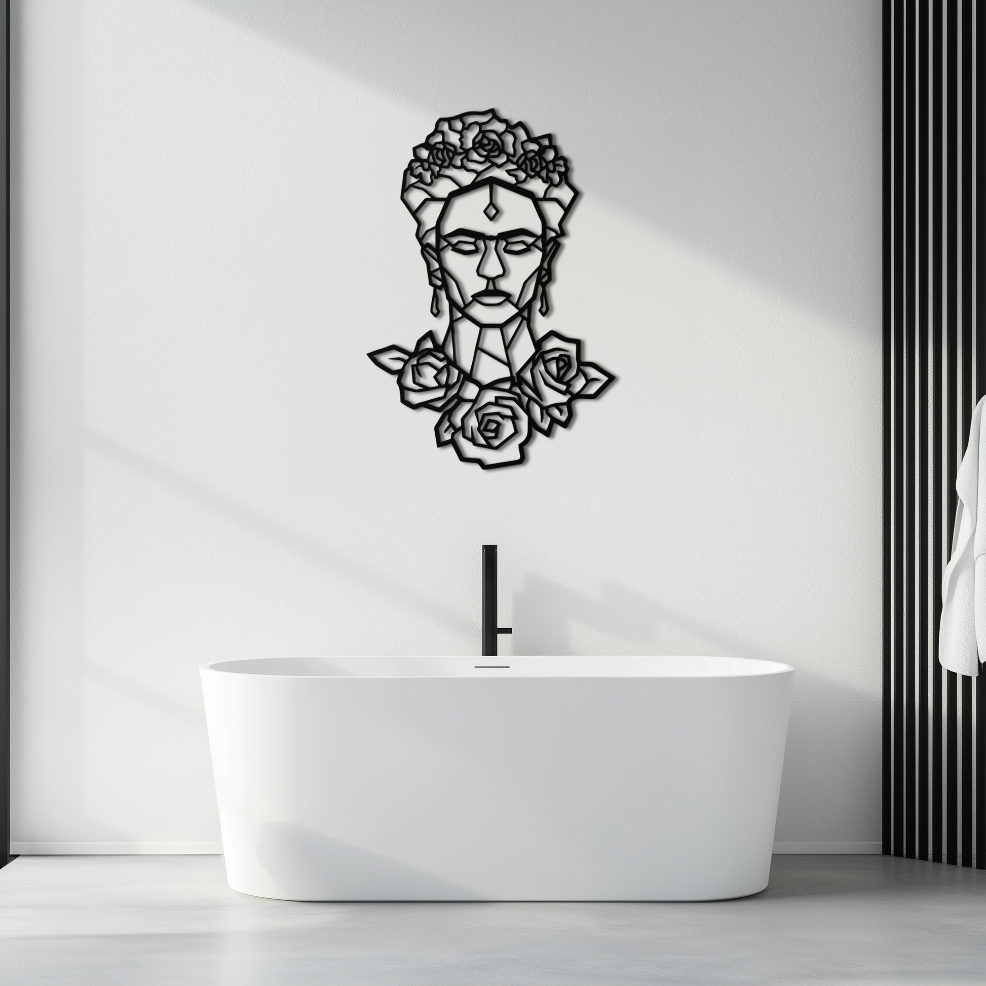 Frida Kahlo Metal Wall Art - Geometric Floral Portrait- KAF174 - Tampa Home & Garden Store