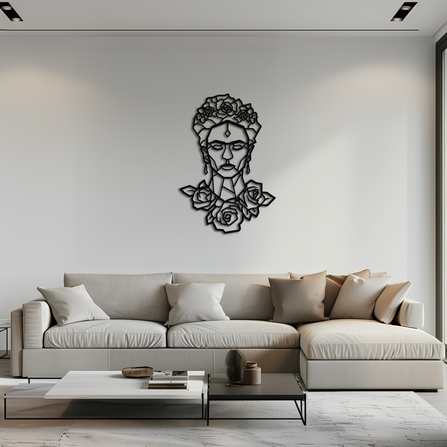 Frida Kahlo Metal Wall Art - Geometric Floral Portrait- KAF174 - Tampa Home & Garden Store