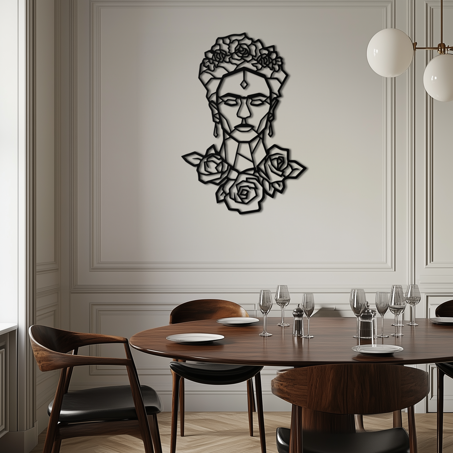Frida Kahlo Metal Wall Art - Geometric Floral Portrait- KAF174 - Tampa Home & Garden Store