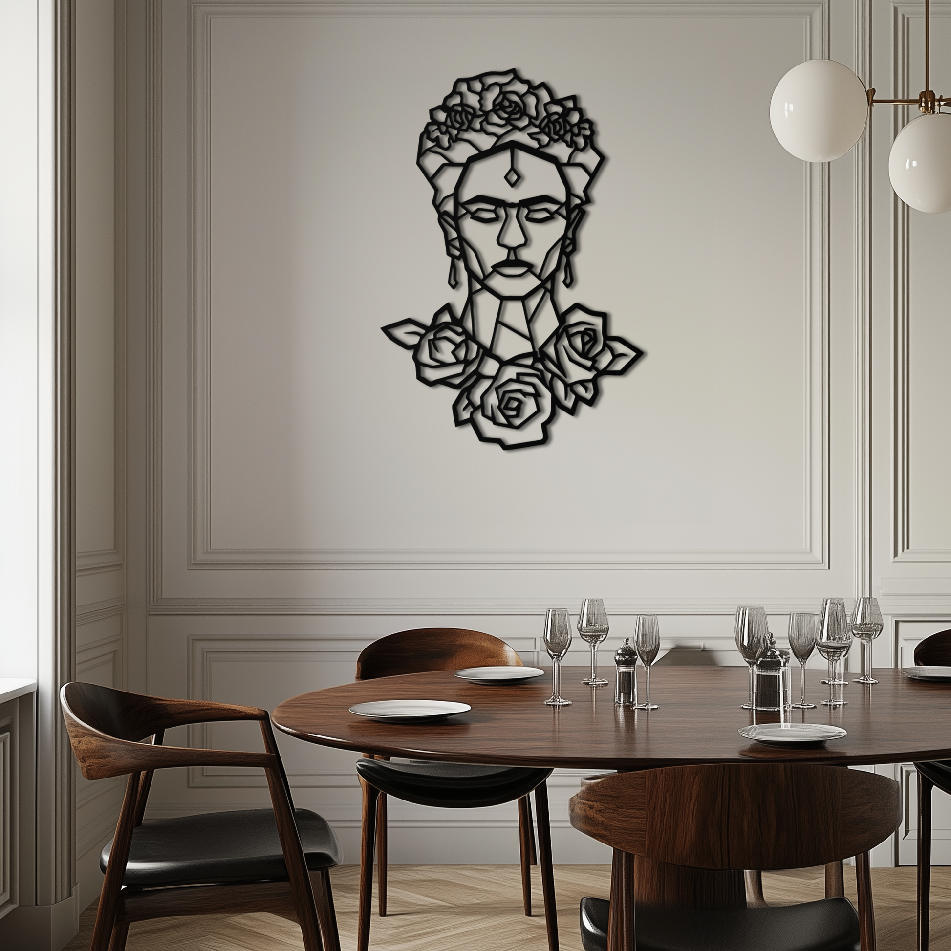 Frida Kahlo Metal Wall Art - Geometric Floral Portrait- KAF174 - Tampa Home & Garden Store