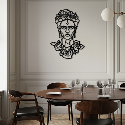 Frida Kahlo Metal Wall Art - Geometric Floral Portrait- KAF174 - Tampa Home & Garden Store