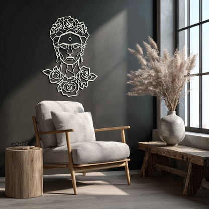 Frida Kahlo Metal Wall Art - Geometric Floral Portrait- KAF174 - Tampa Home & Garden Store