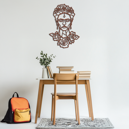 Frida Kahlo Metal Wall Art - Geometric Floral Portrait- KAF174 - Tampa Home & Garden Store