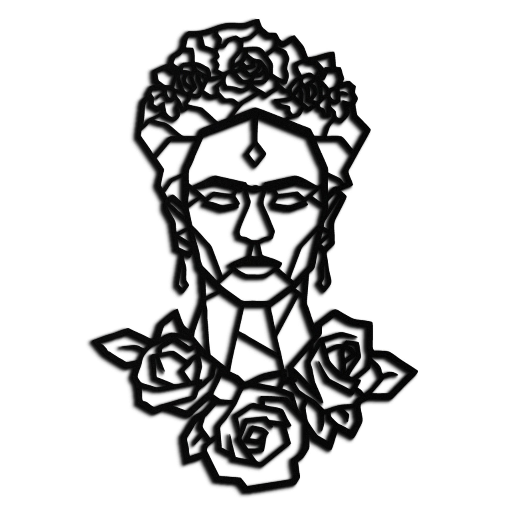 Frida Kahlo Metal Wall Art - Geometric Floral Portrait- KAF174 - Tampa Home & Garden Store