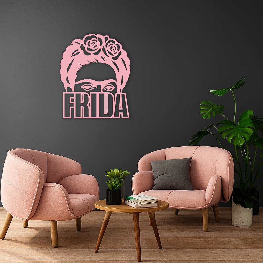 Frida Kahlo Portrait Silhouette – Pink Metal Wall Art - KAFGP165 - Tampa Home & Garden Store