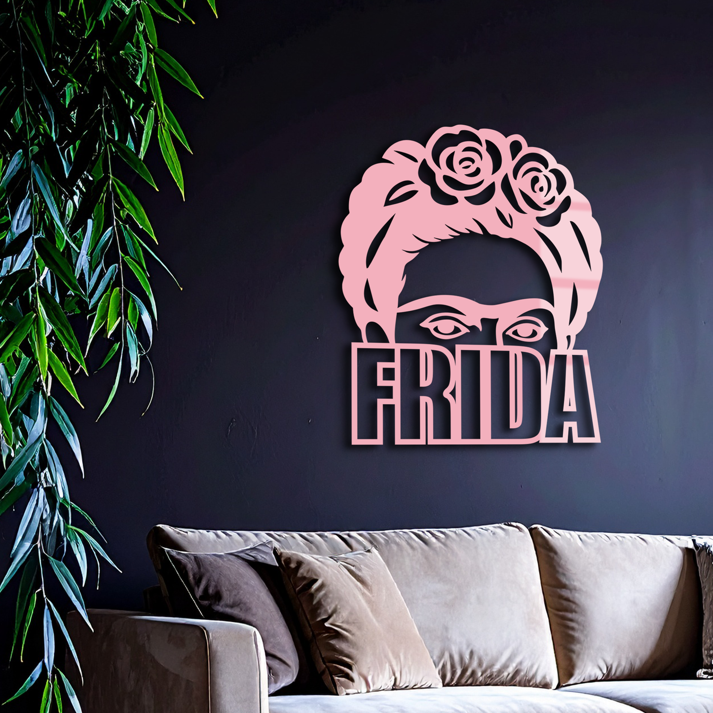 Frida Kahlo Portrait Silhouette – Pink Metal Wall Art - KAFGP165 - Tampa Home & Garden Store