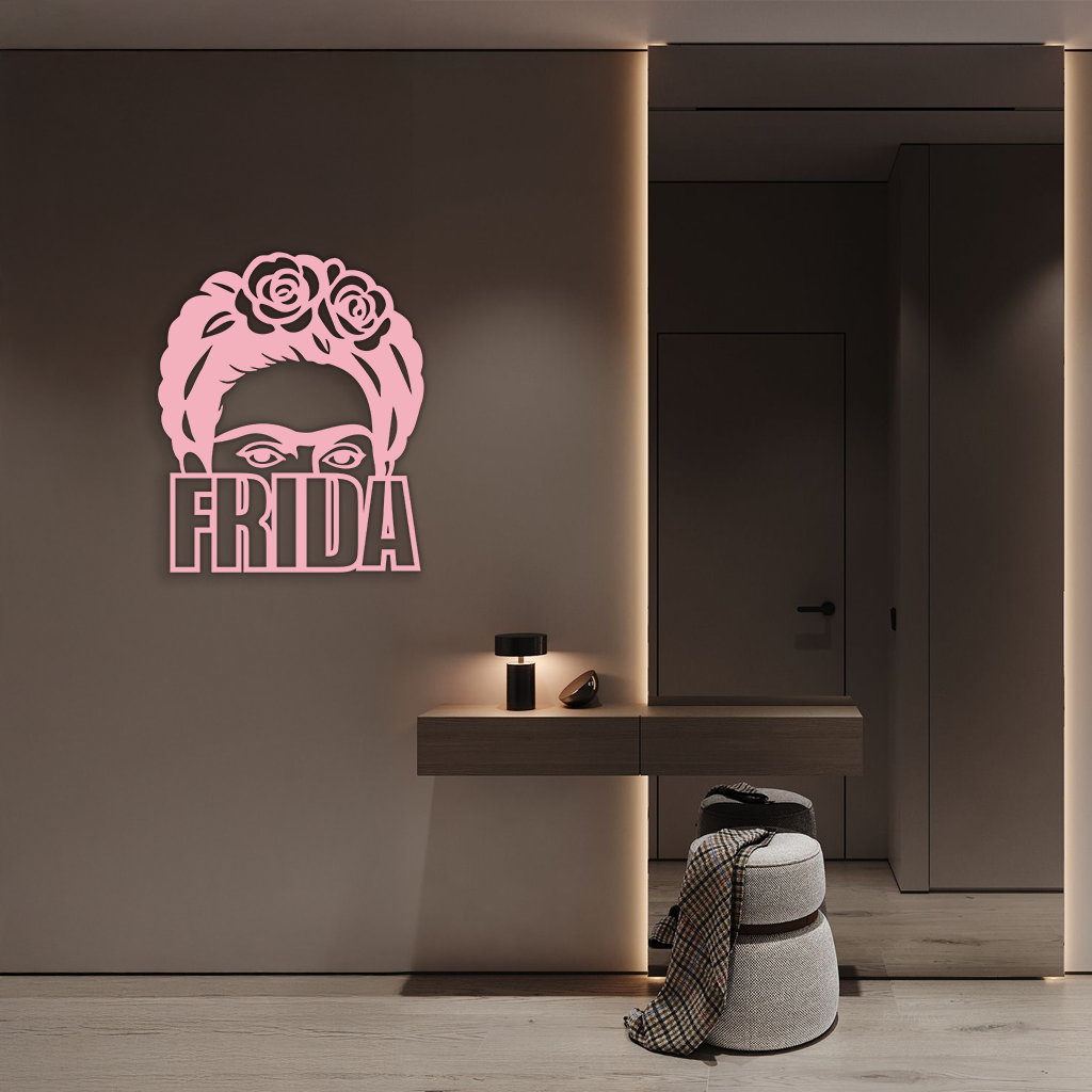 Frida Kahlo Portrait Silhouette – Pink Metal Wall Art - KAFGP165 - Tampa Home & Garden Store