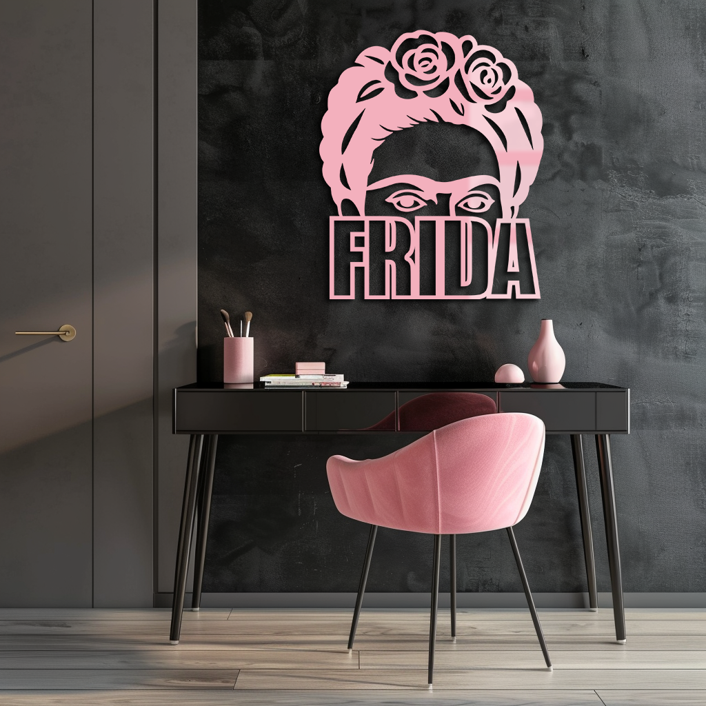 Frida Kahlo Portrait Silhouette – Pink Metal Wall Art - KAFGP165 - Tampa Home & Garden Store