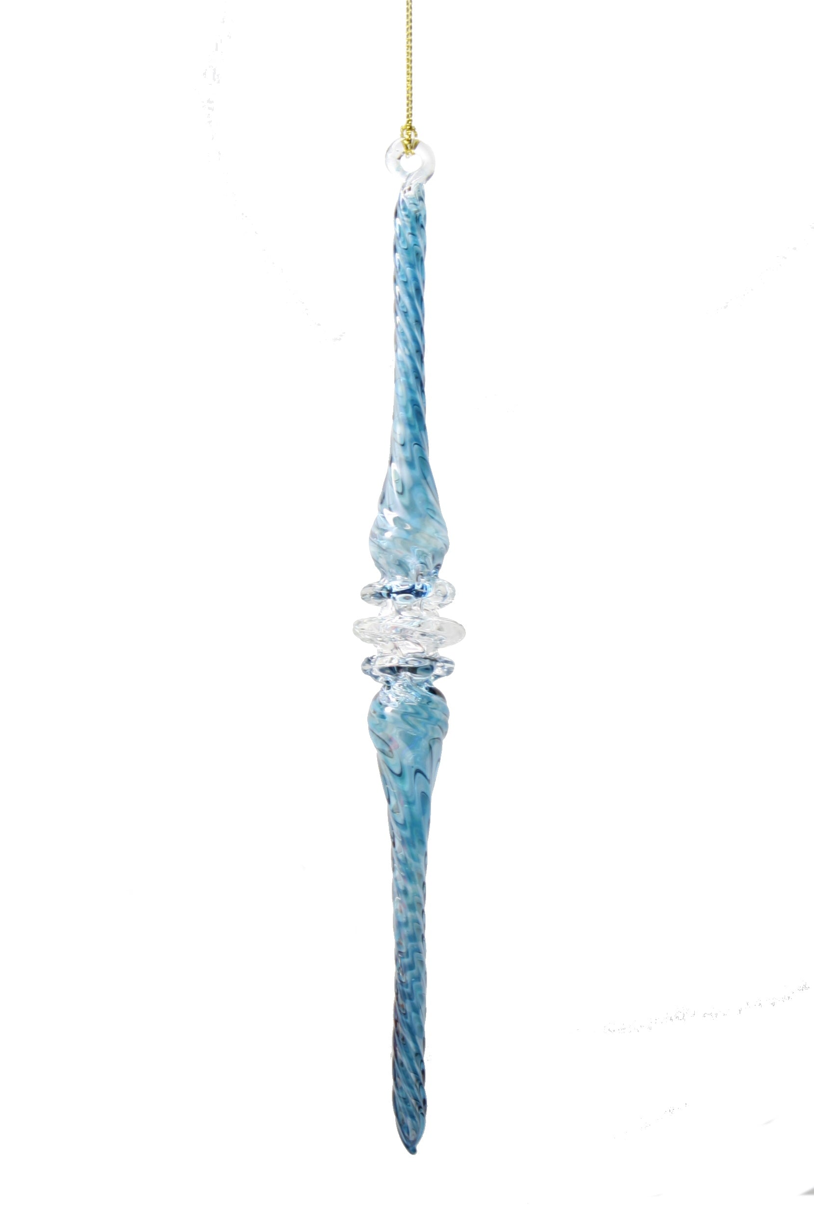 Frosted Blue Swirl Spire Ornament - Tampa Home & Garden Store