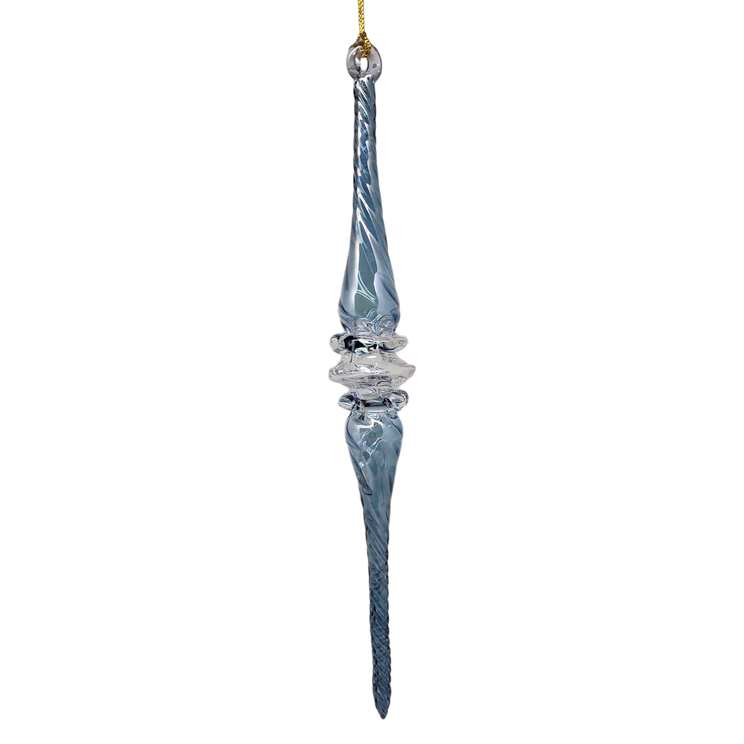 Frosted Blue Swirl Spire Ornament - Tampa Home & Garden Store
