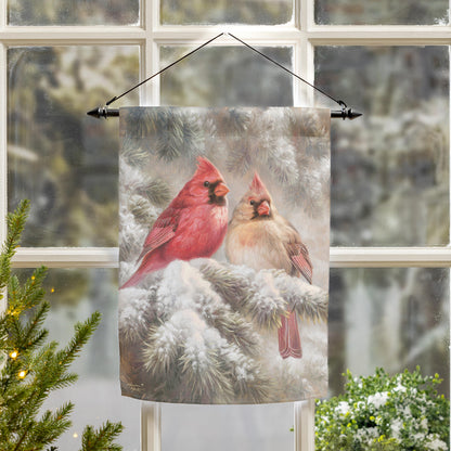 Frosted Cardinals Suede Garden Flag - Tampa Home & Garden Store