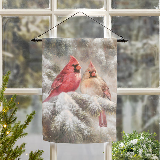 Frosted Cardinals Suede Garden Flag - Tampa Home & Garden Store