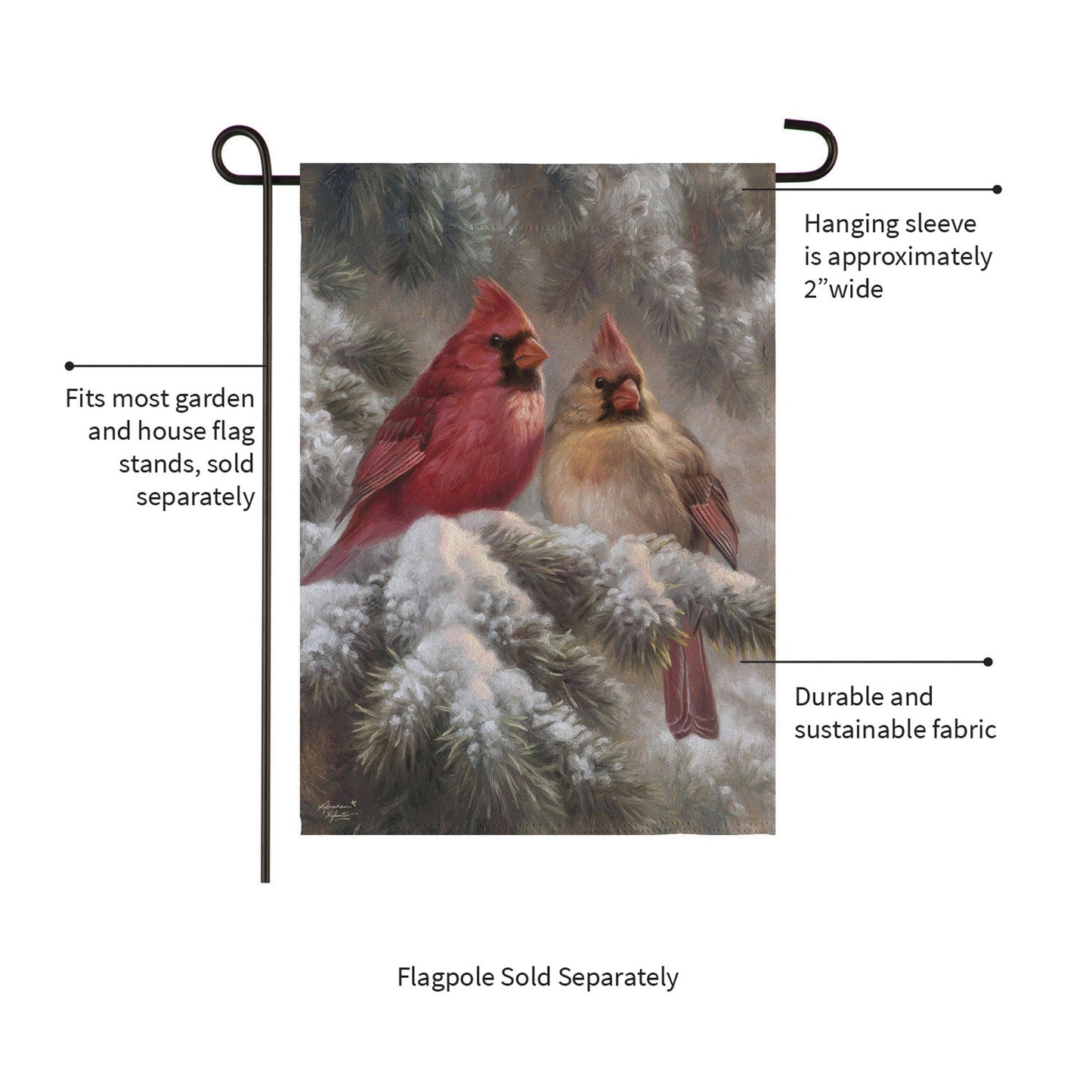 Frosted Cardinals Suede Garden Flag - Tampa Home & Garden Store