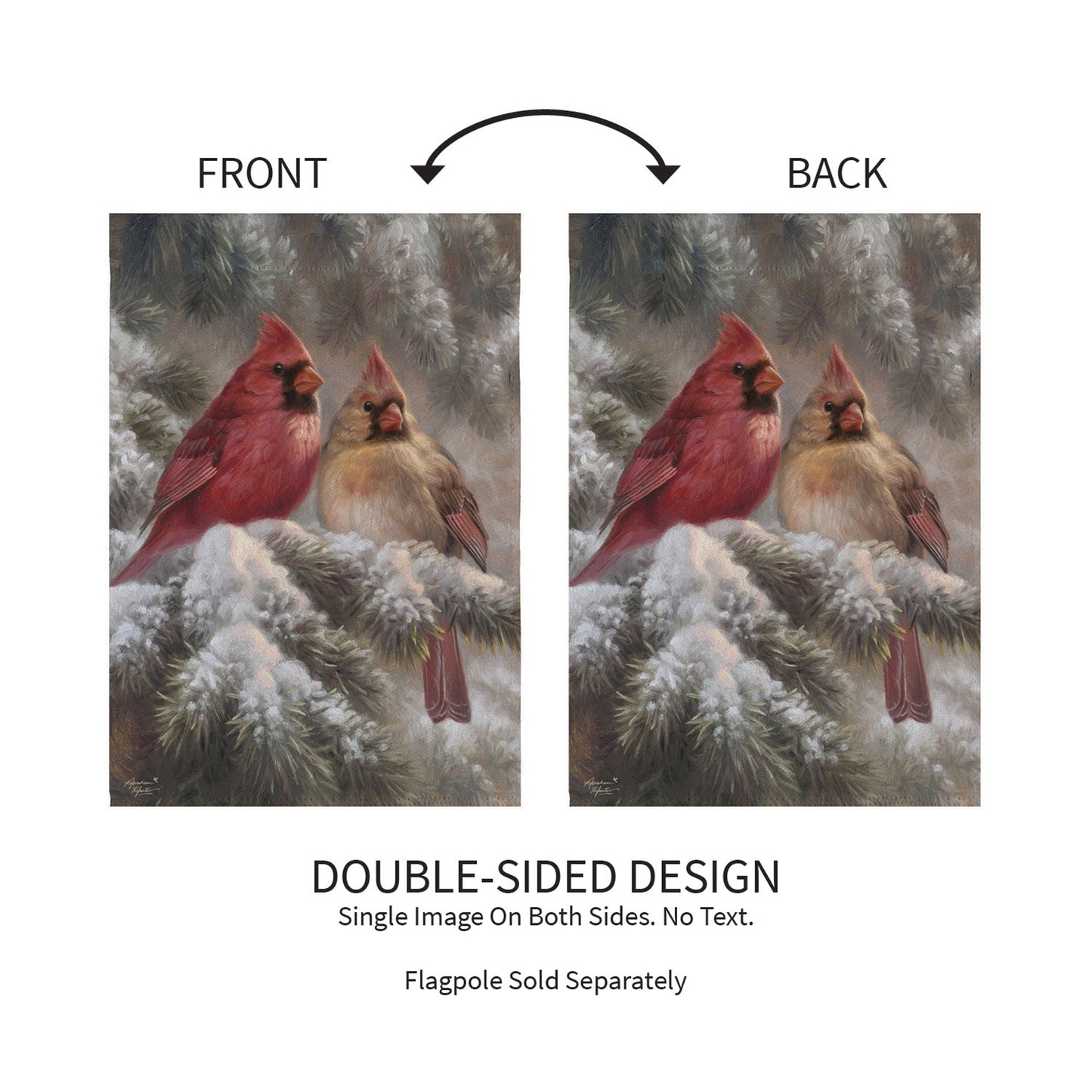 Frosted Cardinals Suede Garden Flag - Tampa Home & Garden Store