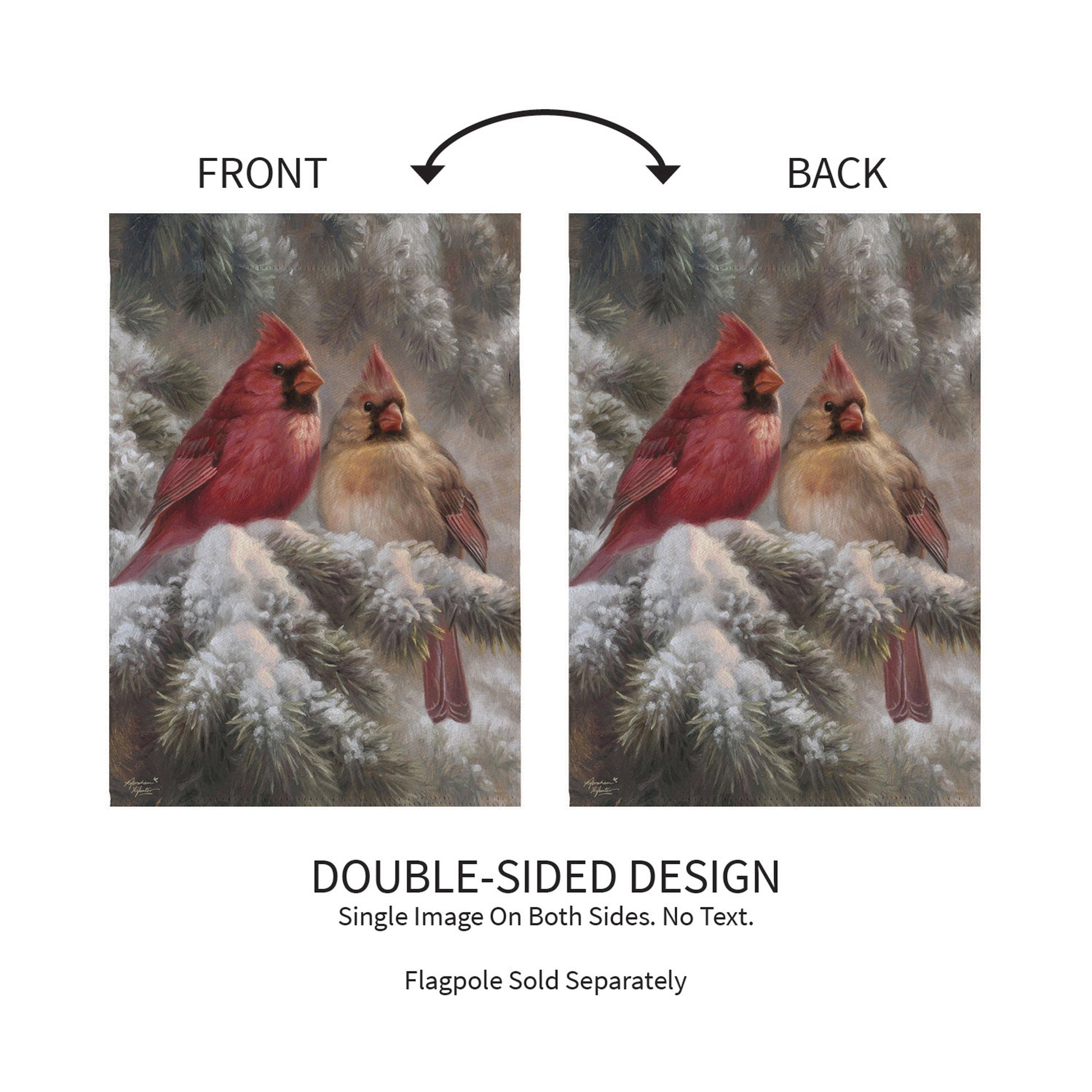 Frosted Cardinals Suede Garden Flag - Tampa Home & Garden Store