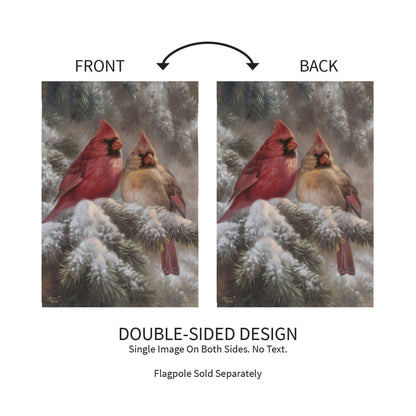 Frosted Cardinals Suede Garden Flag - Tampa Home & Garden Store