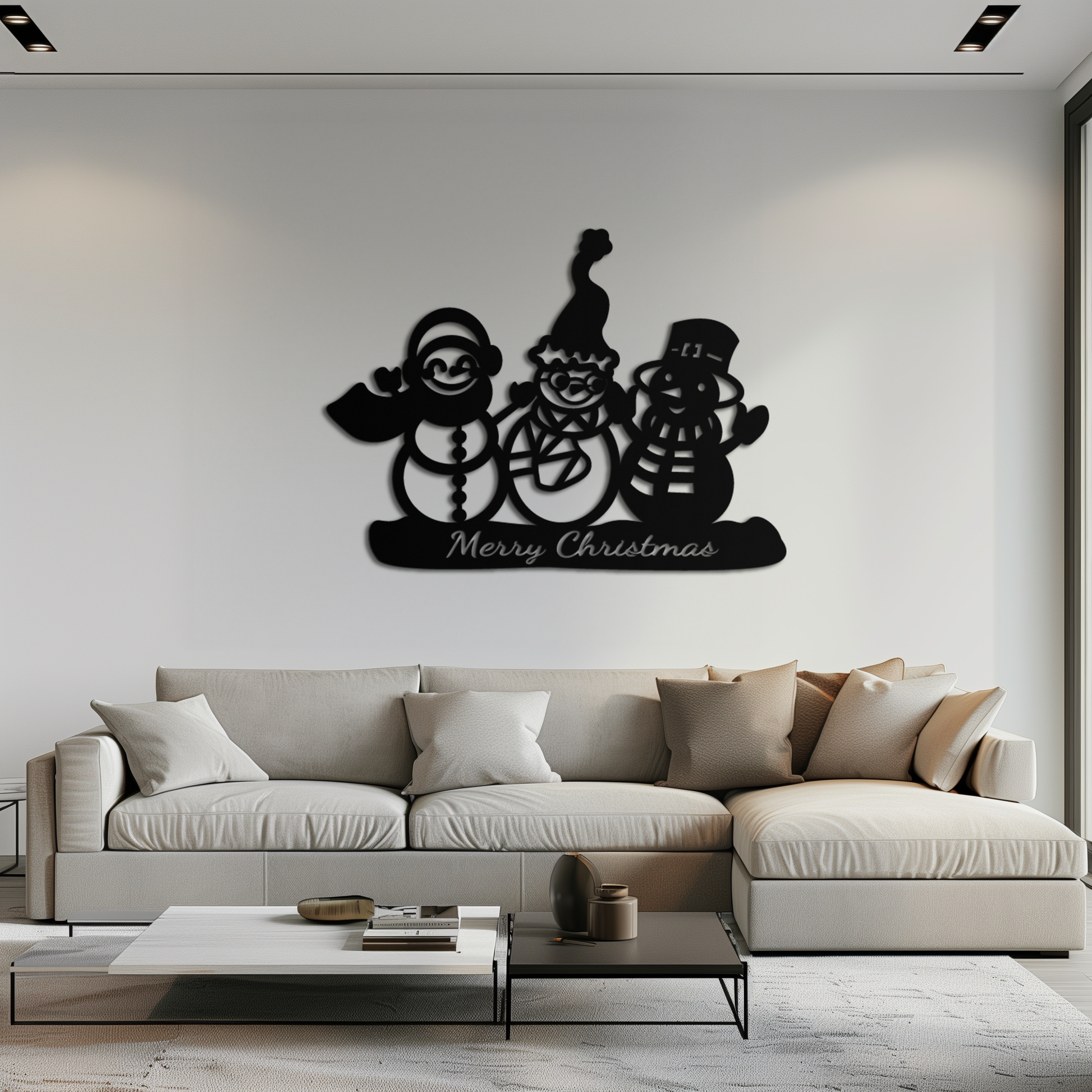 Frosty Trio Metal Wall Art - Merry Christmas Snowman Holiday Decor- KAF306 - Tampa Home & Garden Store