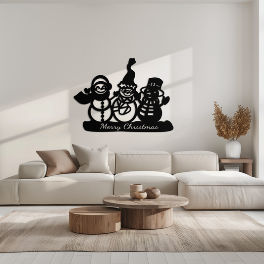 Frosty Trio Metal Wall Art - Merry Christmas Snowman Holiday Decor- KAF306 - Tampa Home & Garden Store