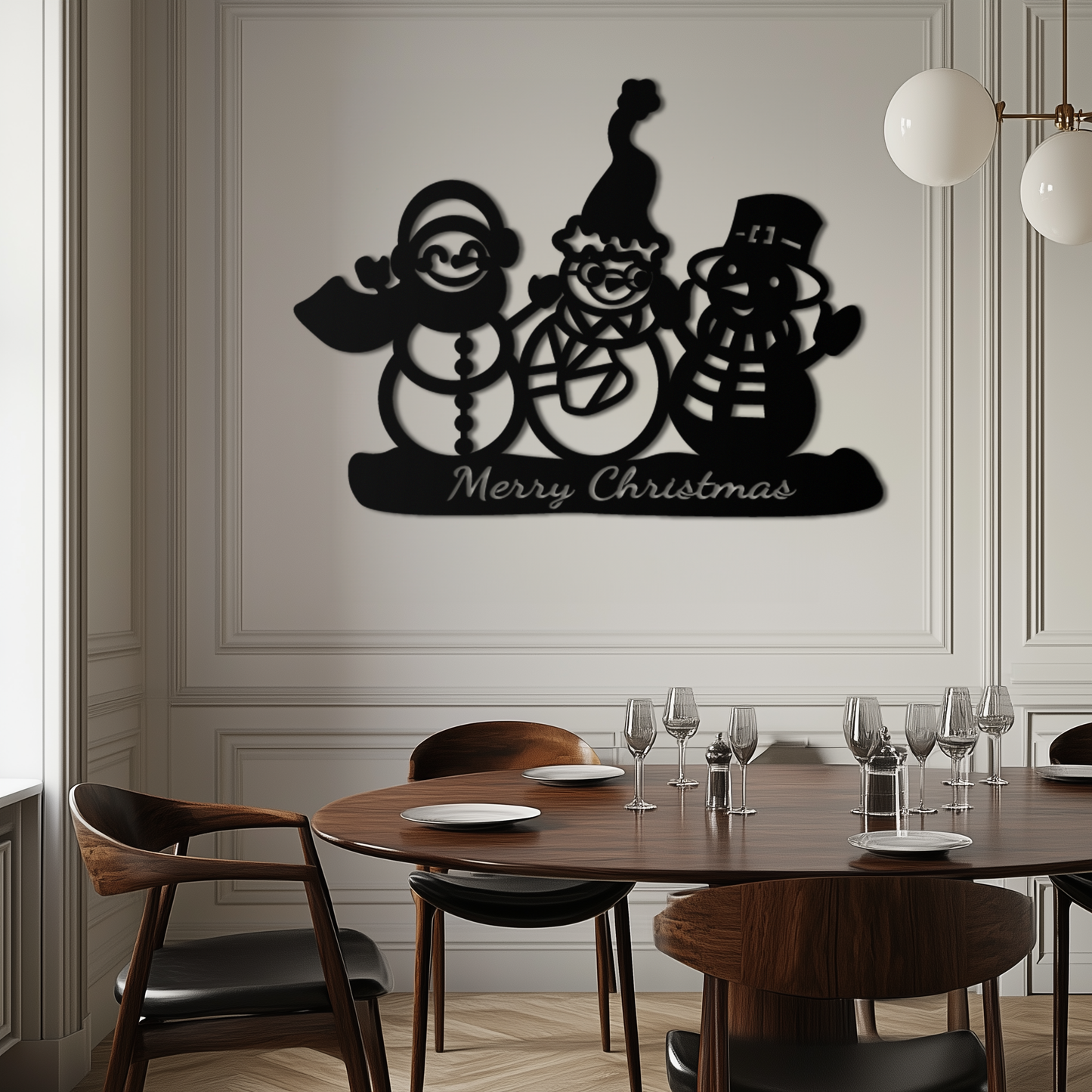 Frosty Trio Metal Wall Art - Merry Christmas Snowman Holiday Decor- KAF306 - Tampa Home & Garden Store
