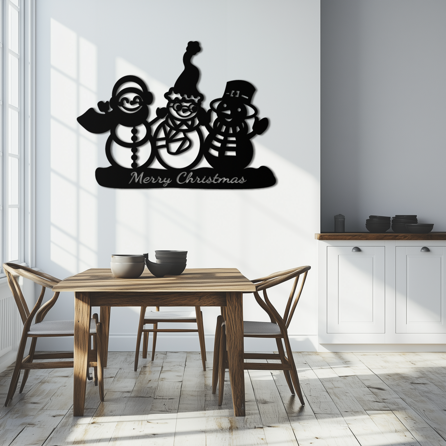 Frosty Trio Metal Wall Art - Merry Christmas Snowman Holiday Decor- KAF306 - Tampa Home & Garden Store