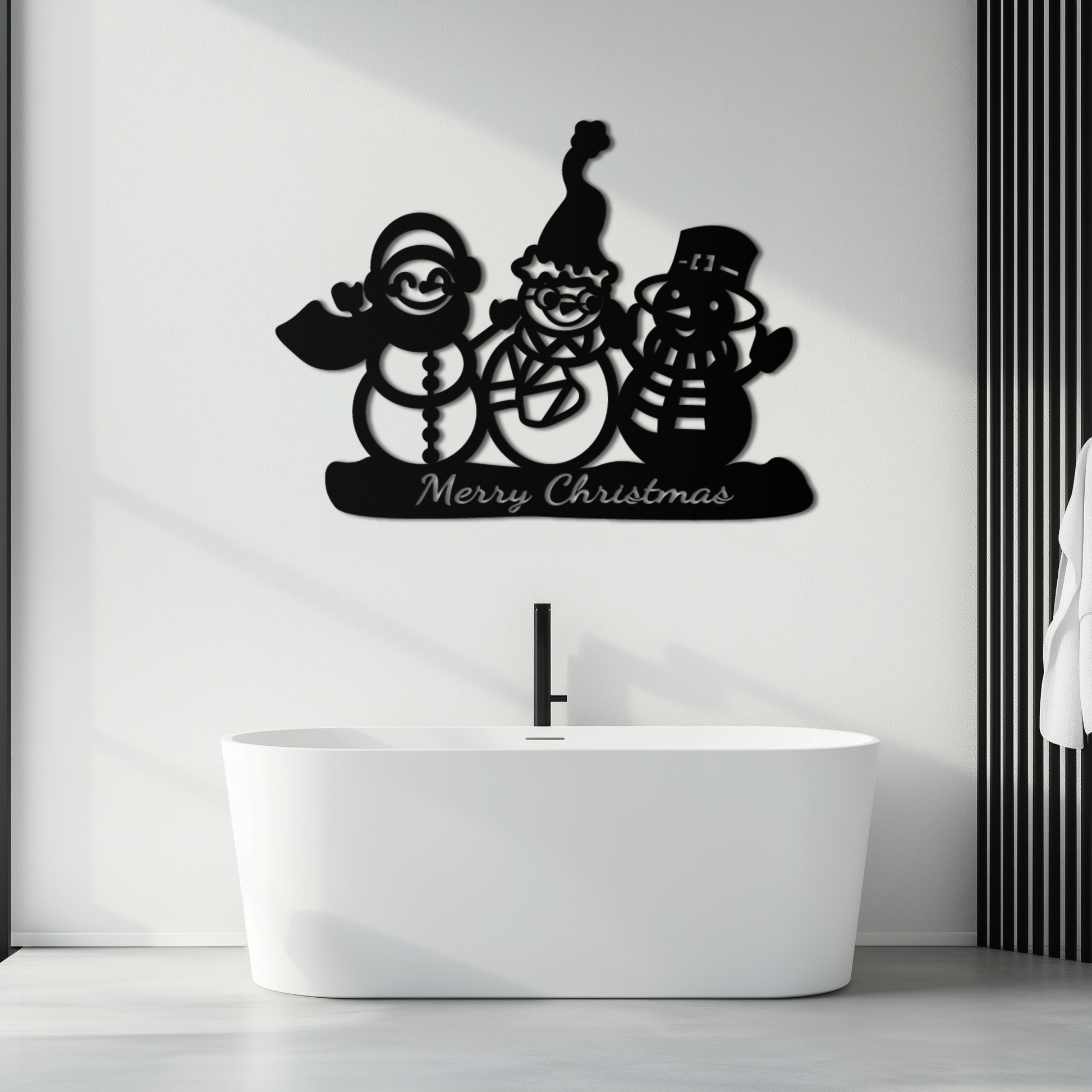 Frosty Trio Metal Wall Art - Merry Christmas Snowman Holiday Decor- KAF306 - Tampa Home & Garden Store