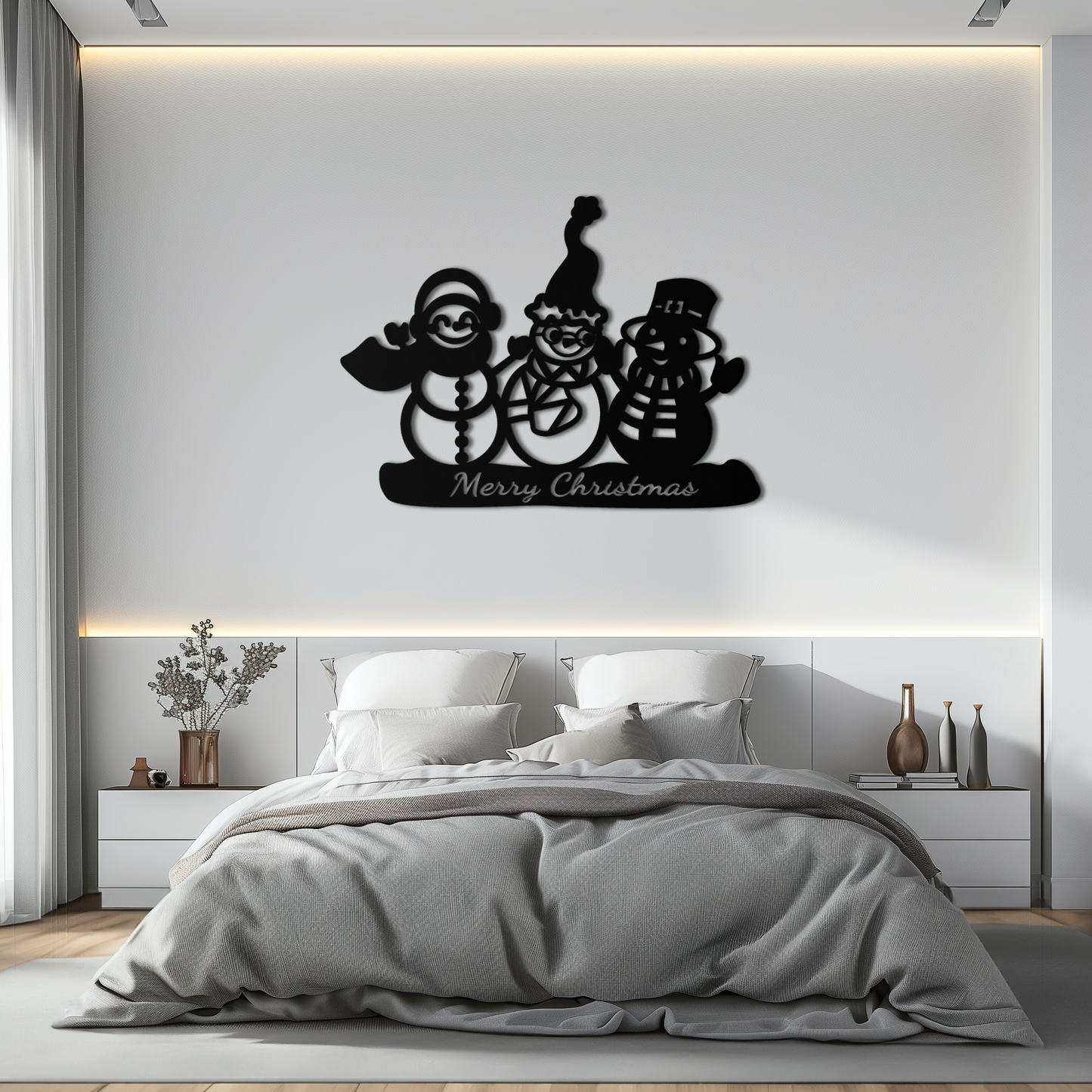 Frosty Trio Metal Wall Art - Merry Christmas Snowman Holiday Decor- KAF306 - Tampa Home & Garden Store