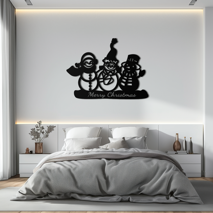 Frosty Trio Metal Wall Art - Merry Christmas Snowman Holiday Decor- KAF306 - Tampa Home & Garden Store