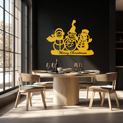 Frosty Trio Metal Wall Art - Merry Christmas Snowman Holiday Decor- KAF306 - Tampa Home & Garden Store