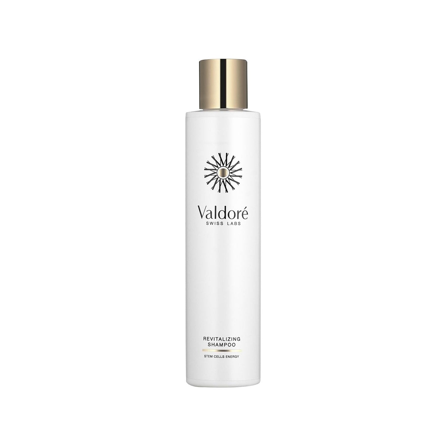 Valdoré Revitalizing Shampoo 200 ml bottle, white container with gold cap and sunburst logo on Tampa Home & Garden Store