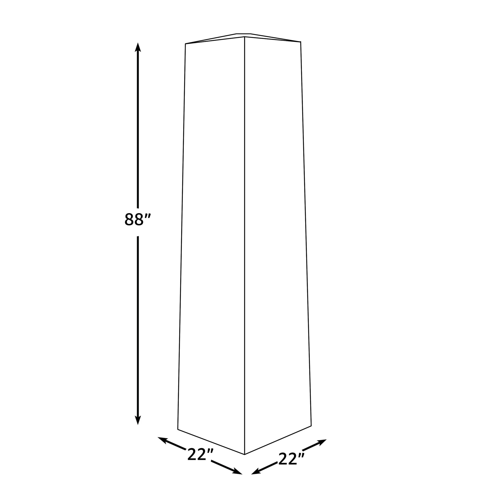 Vinyl cover for Fire Sense flame patio heater with square reflectors, 88in tall, 22in x 22in on Tampa Home & Garden Store