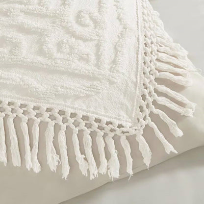 Full/Queen 100-Percent Cotton Chenille Bedspread with Fringe Hem in Off-White - Tampa Home & Garden Store