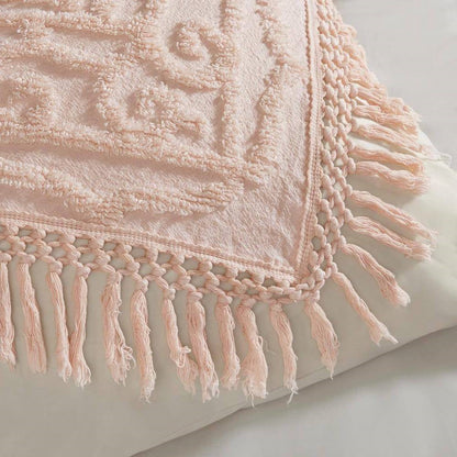 Full/Queen 100-Percent Cotton Chenille Bedspread with Fringe Hem in Pink Blush - Tampa Home & Garden Store