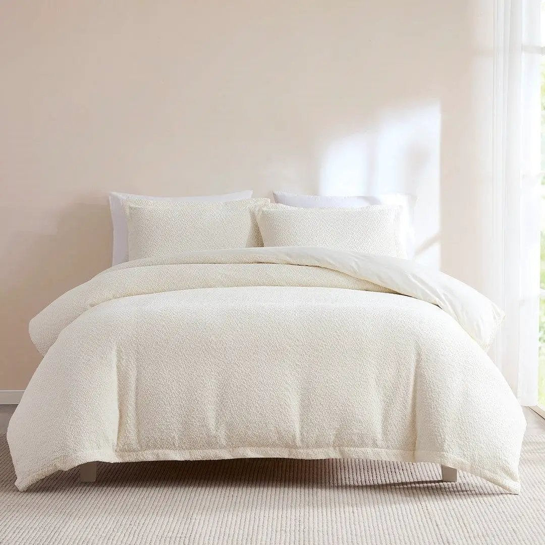 Full / Queen 3-Piece Off White Boucle Duvet Cover Set - Tampa Home & Garden Store