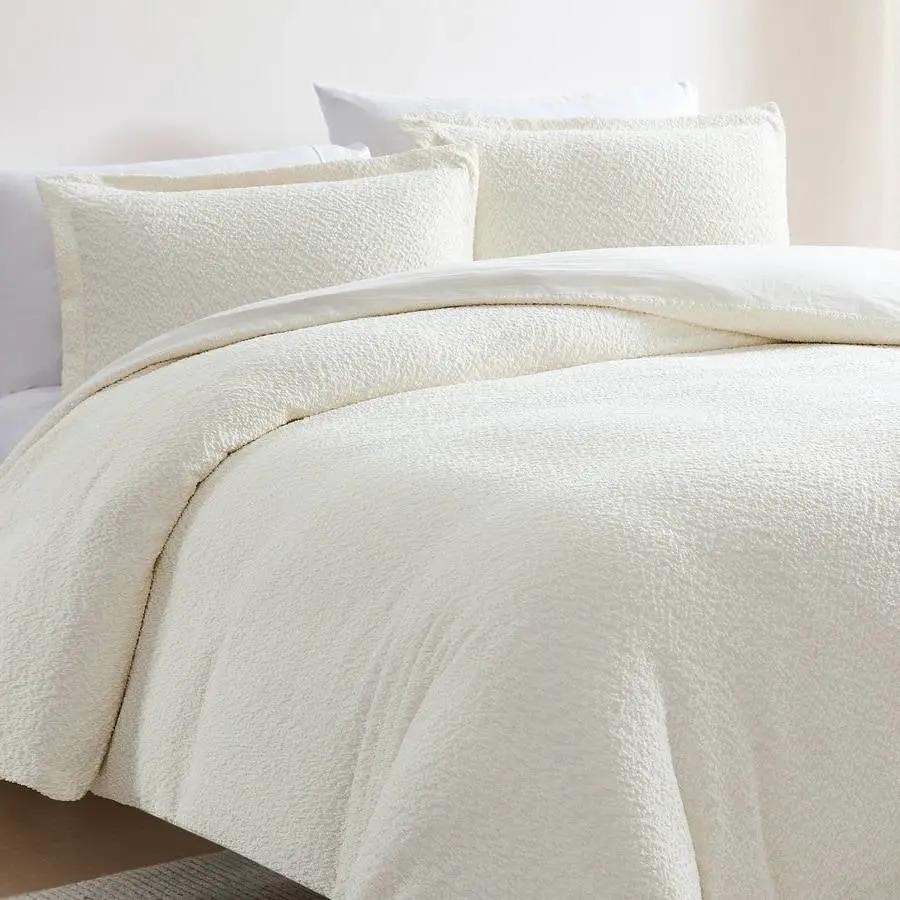 Full / Queen 3-Piece Off White Boucle Duvet Cover Set - Tampa Home & Garden Store