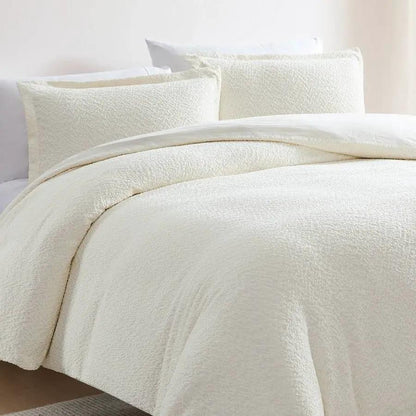 Full / Queen 3-Piece Off White Boucle Duvet Cover Set - Tampa Home & Garden Store