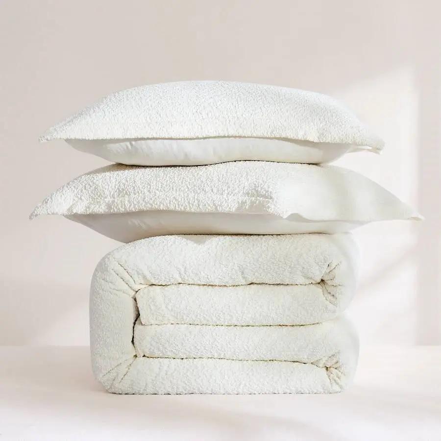 Full / Queen 3-Piece Off White Boucle Duvet Cover Set - Tampa Home & Garden Store