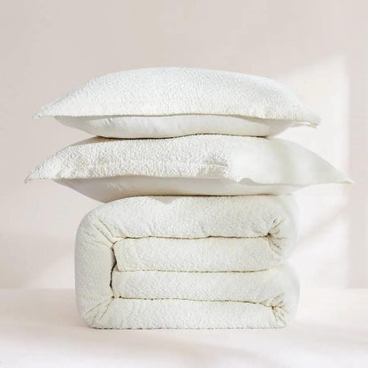 Full / Queen 3-Piece Off White Boucle Duvet Cover Set - Tampa Home & Garden Store