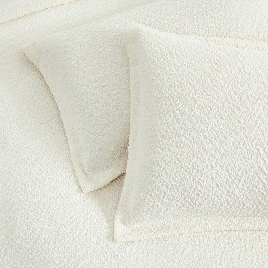 Full / Queen 3-Piece Off White Boucle Duvet Cover Set - Tampa Home & Garden Store