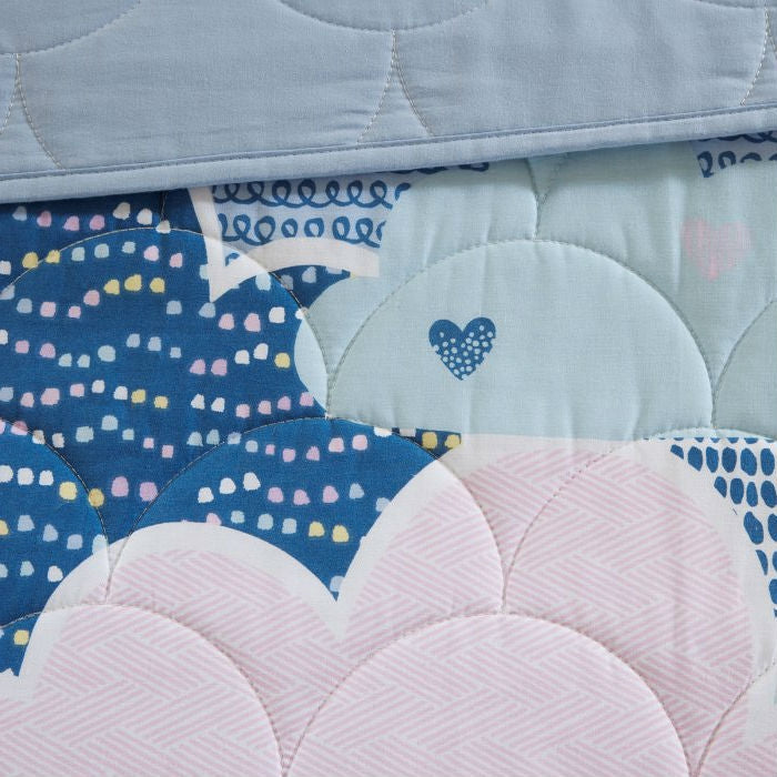 Full/Queen Kids Blue Pink Unicorn Clouds Quilt Coverlet Bedspread Set - Tampa Home & Garden Store