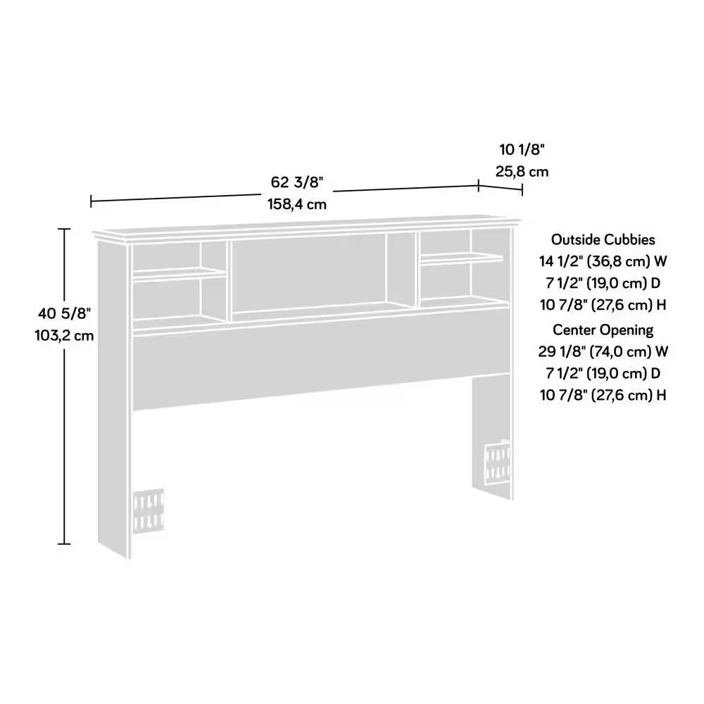 Full / Queen size Farmhouse Bookcase Headboard in Grey White Wood Finish - Tampa Home & Garden Store