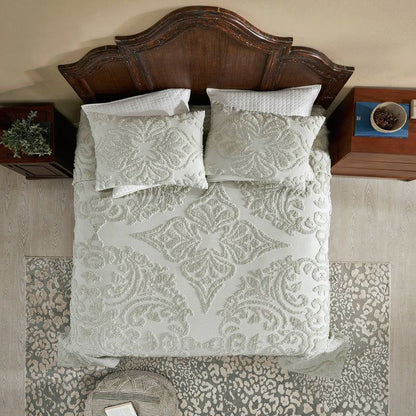 Full Size 100-Percent Cotton Chenille 3-Piece Coverlet Bedspread Set in Sage - Tampa Home & Garden Store