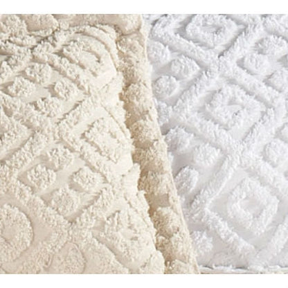 Full size Beige Chenille Cotton Bedspread with Fringe Edges - Tampa Home & Garden Store
